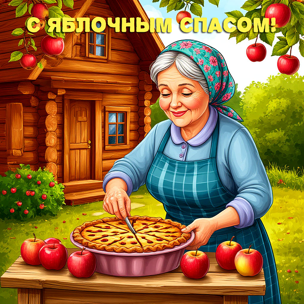 Красивая открытка на Яблочный Спас