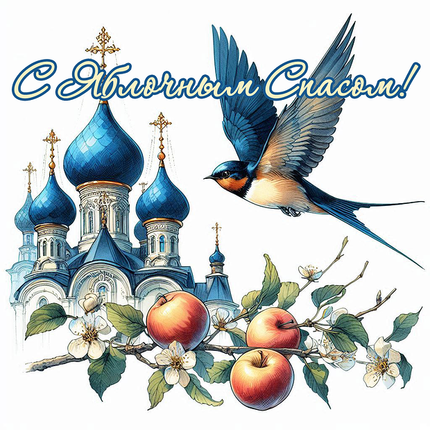 Бесплатная открытка с Яблочным Спасом
