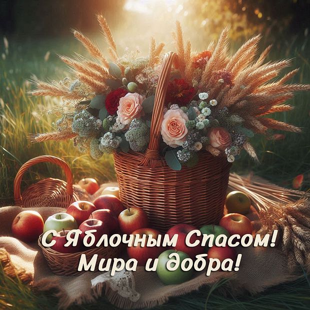 Открытка на Яблочный Спас с теплыми словами