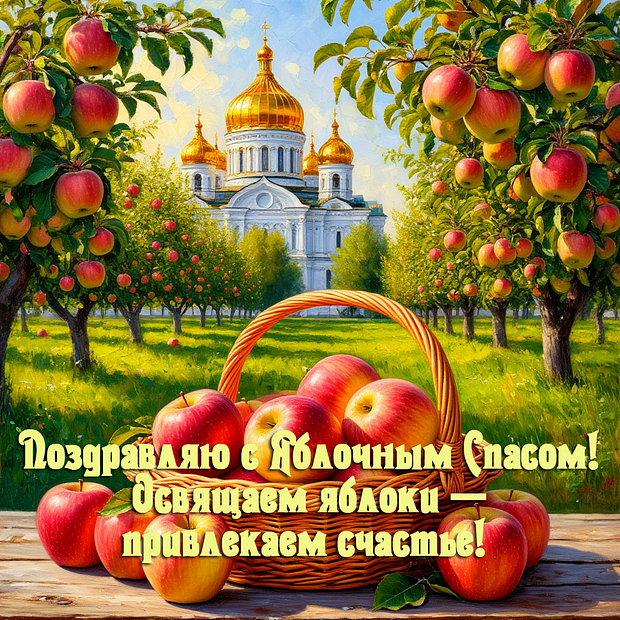 Открытка для православных на Яблочный Спас