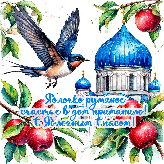Душевная открытка для поздравления с Яблочным Спасом