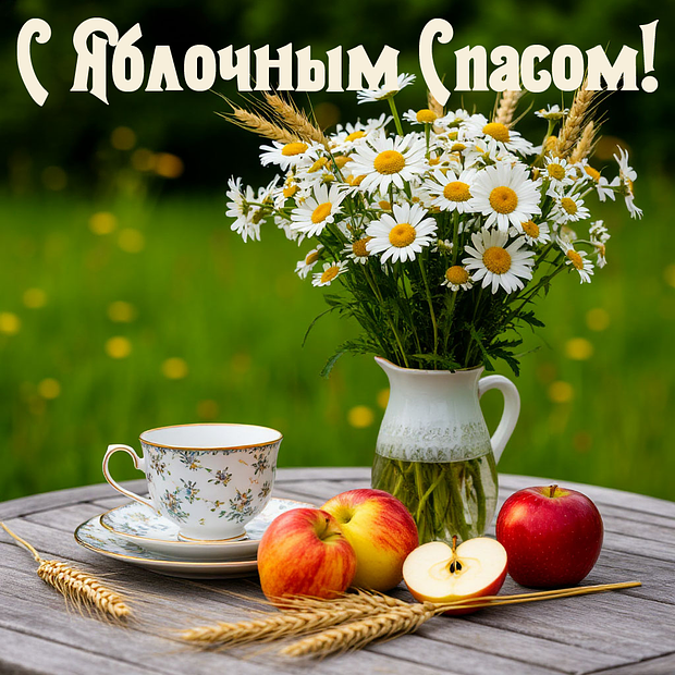Душевная открытка для поздравления с Яблочным Спасом