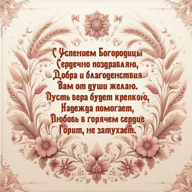 Картинка со стихами на Успение Пресвятой Богородицы