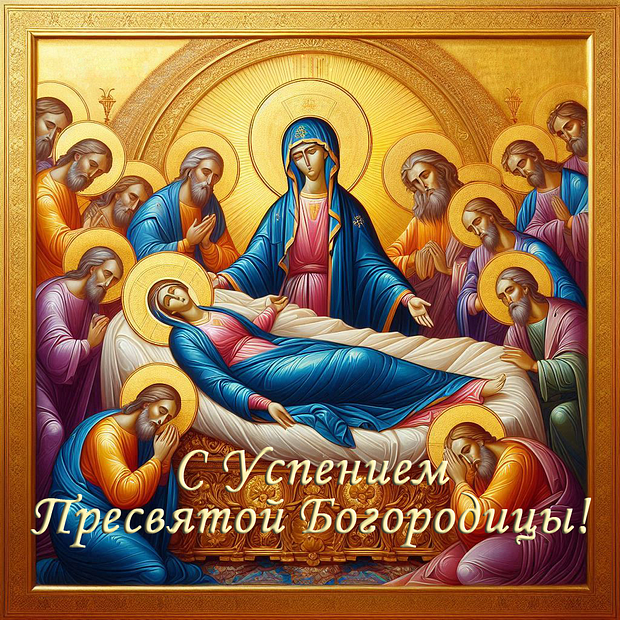 Душевная открытка для поздравления с Успением Пресвятой Богородицы