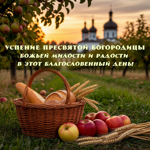 Открытка на Успение Пресвятой Богородицы с теплыми словами