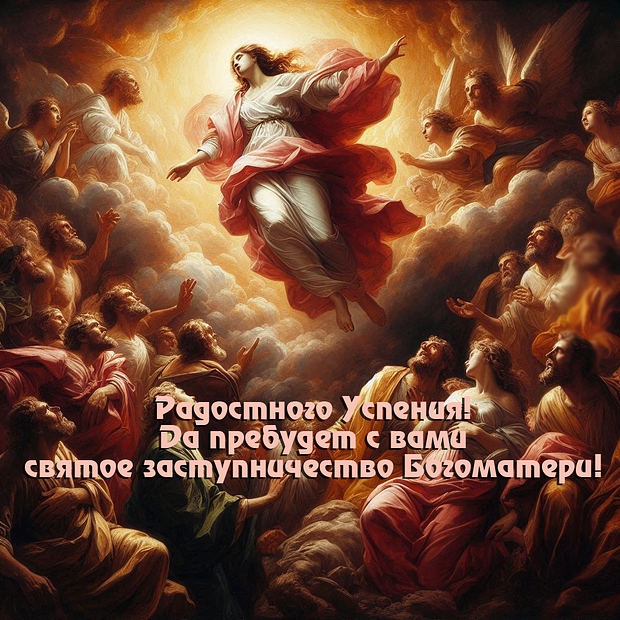 Душевная открытка для поздравления с Успением Пресвятой Богородицы