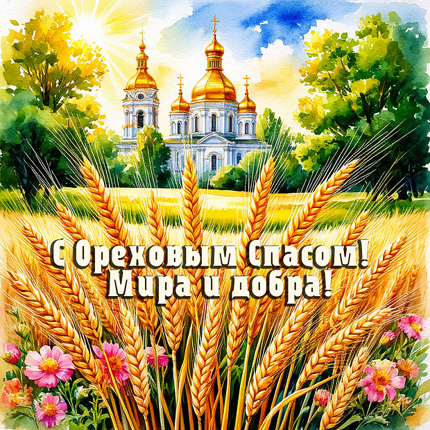 Открытка для православных на Ореховый Спас