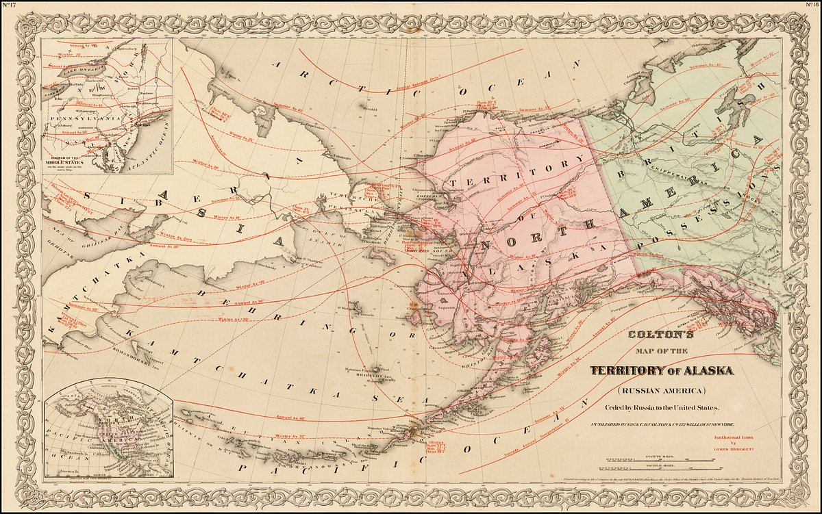 Карта Аляски после продажи, 1869 год
