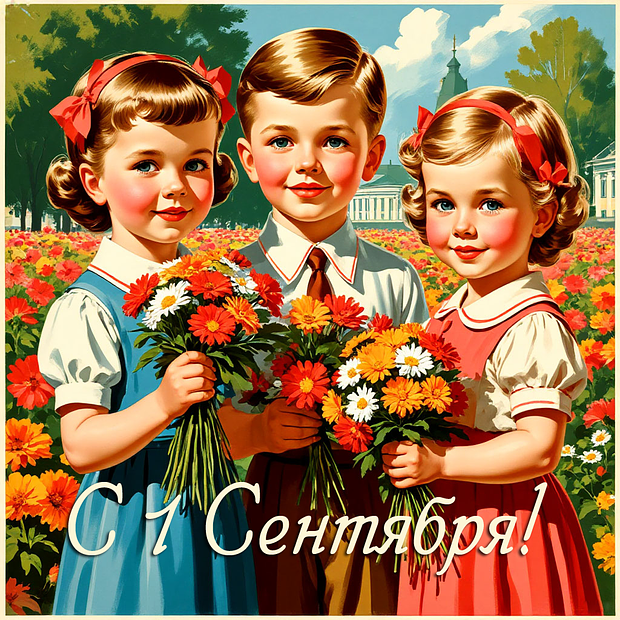 Советская открытка на 1 Сентября