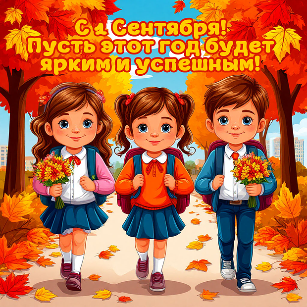 Открытка на 1 Сентября с теплыми словами