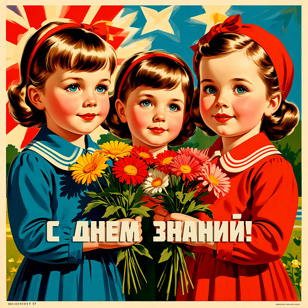 Советская открытка на День знаний