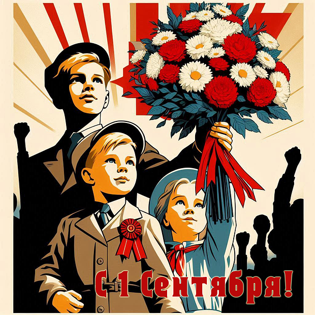 Советская открытка на 1 Сентября