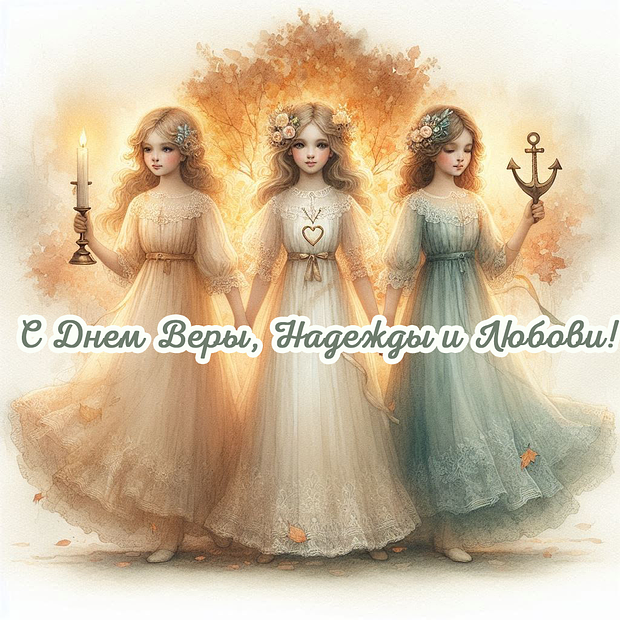 Открытка для именинниц на День Веры, Надежды и Любови
