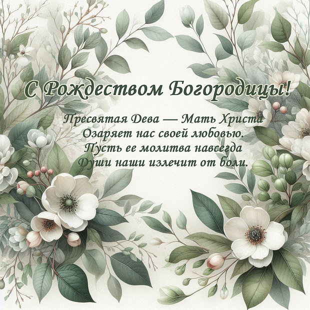 Открытка со стихами на Рождество Пресвятой Богородицы