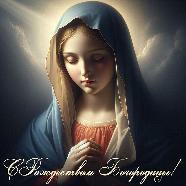 Красивая открытка на Рождество Пресвятой Богородицы