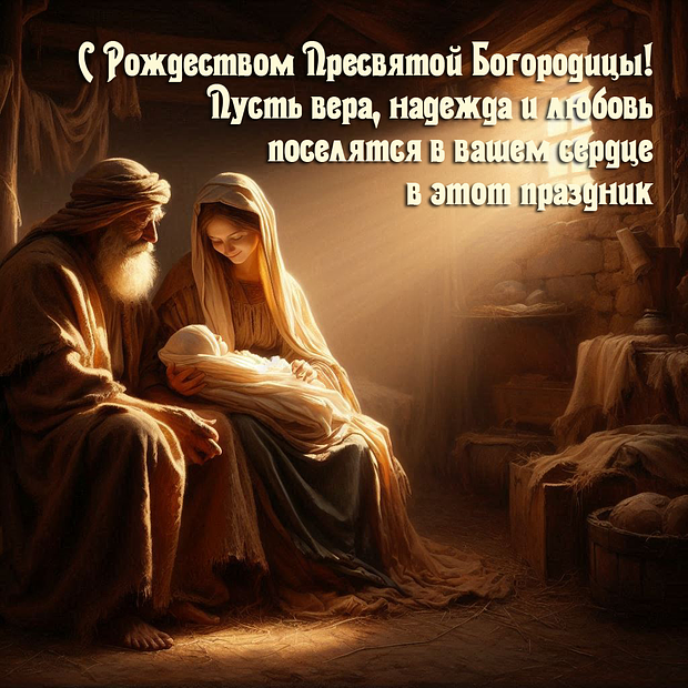 Открытка для православных на Рождество Богородицы