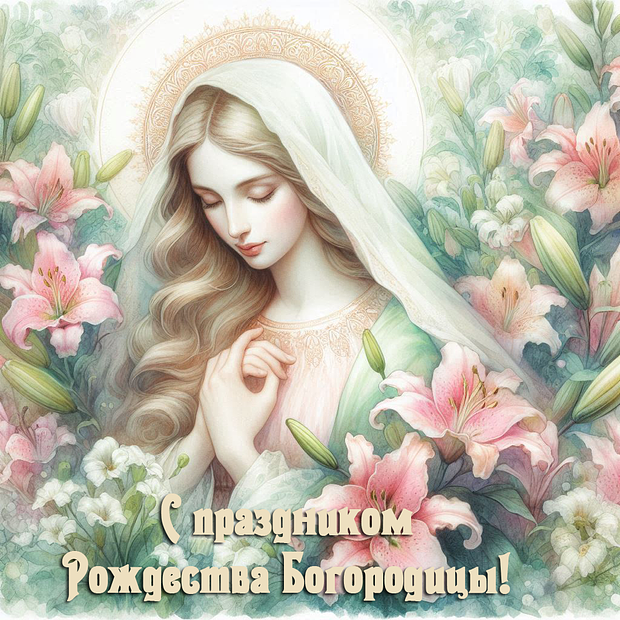 Картинка с поздравлением на Рождество Богородицы