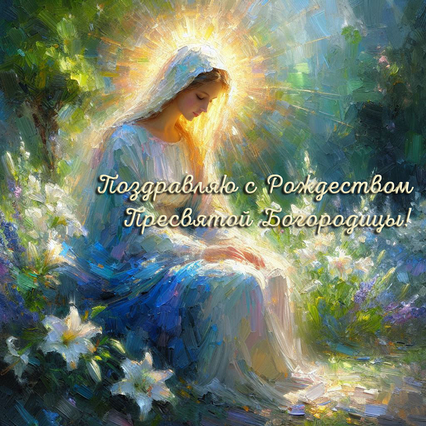 Картинка с поздравлением на Рождество Богородицы