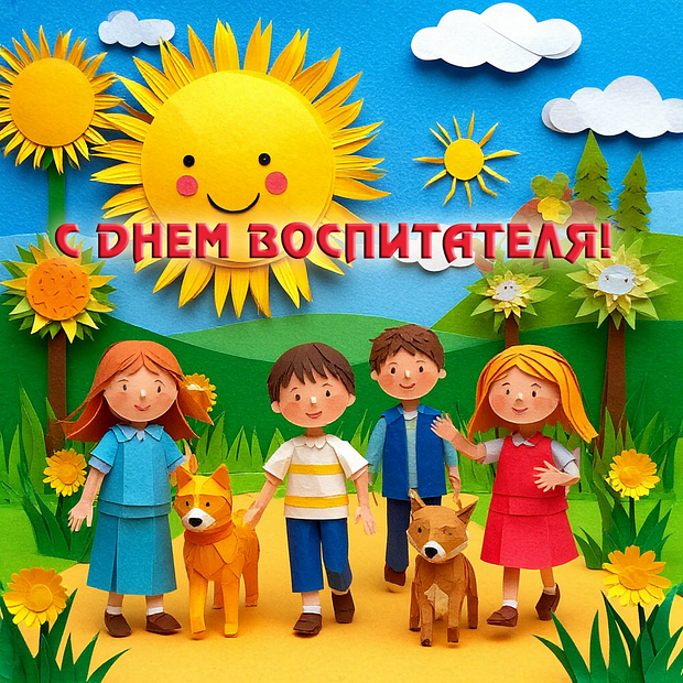 Бесплатная открытка с День воспитателя