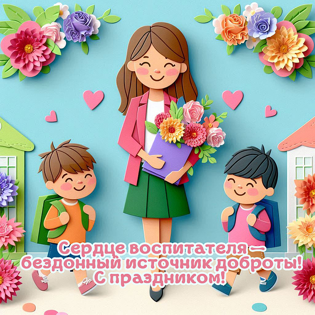 Открытка на День воспитателя детского сада