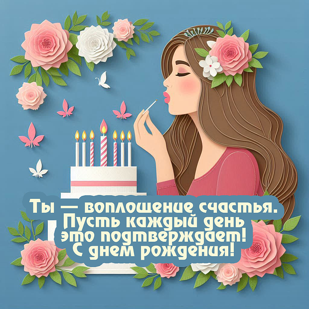 Картинка с теплыми пожеланиями на день рождения девушке
