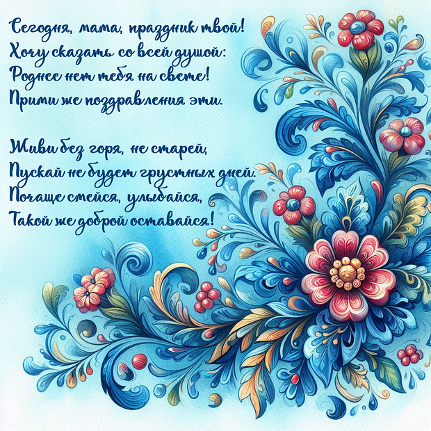 Открытка со стихами на день рождения маме