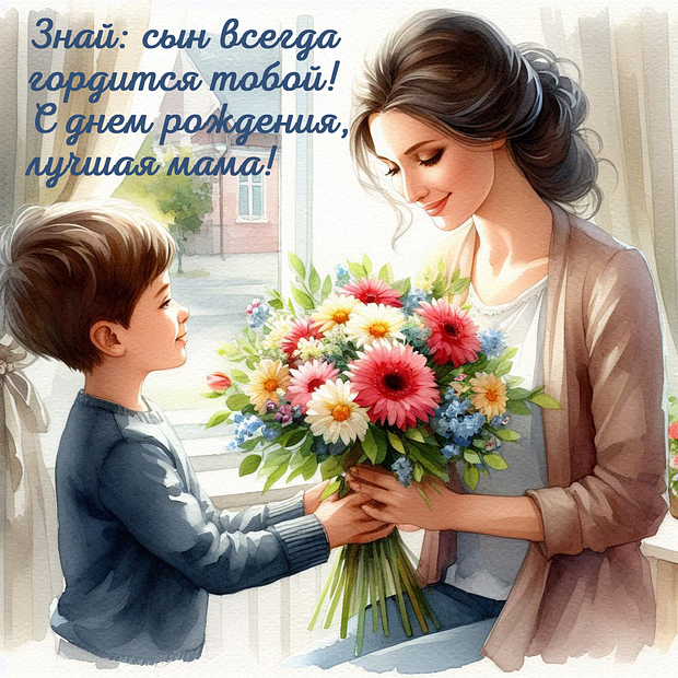 Картинка с днем рождения маме от сына