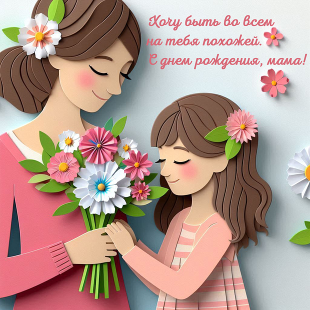 Открытка с днем рождения маме от дочери