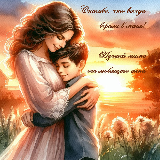 Открытка с днем рождения маме от сына