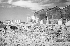 Разрушенный финскими войсками жилой район Петрозаводска, 1944 год