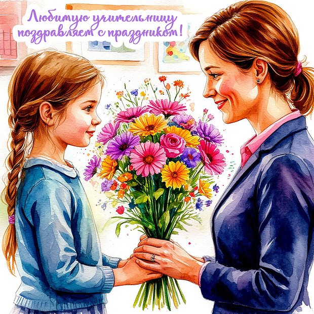 Открытка на День учителя женщине

