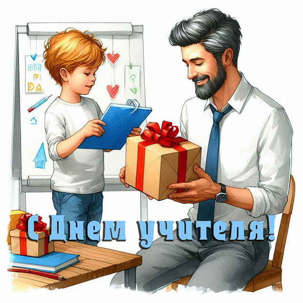 Открытка на День учителя мужчине
