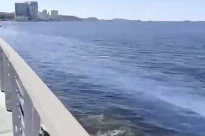 У берега российского города побелело море