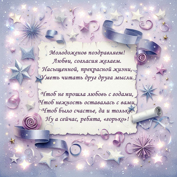 Открытка со стихами на день свадьбы

