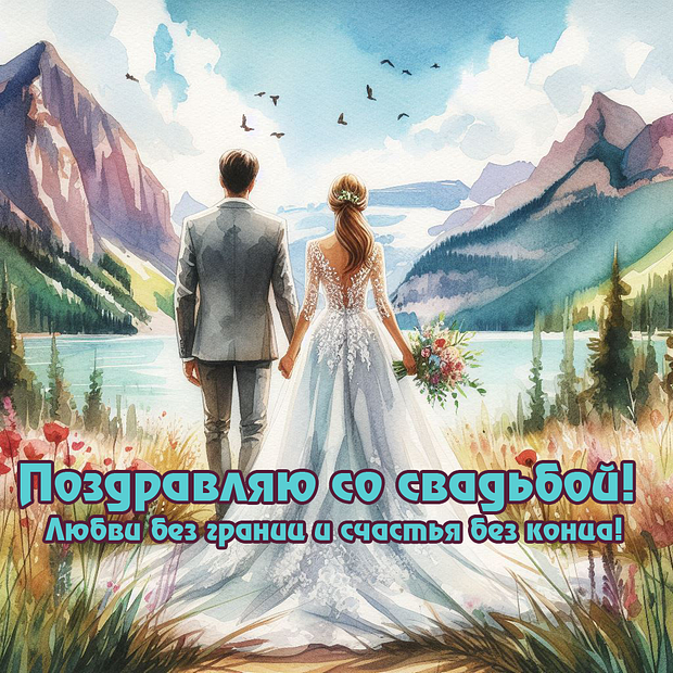 Открытка с днем свадьбы
