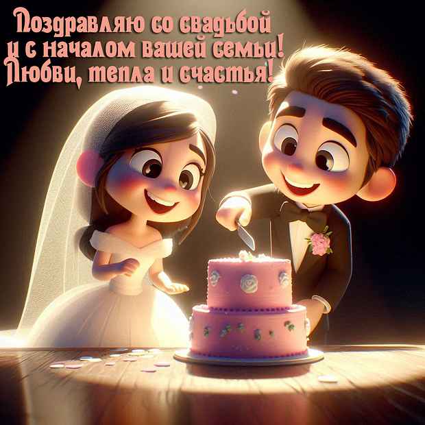 Красивая открытка с днем свадьбы
