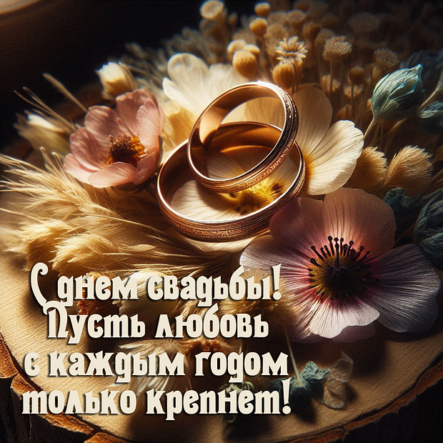 Открытка с поздравлением со свадьбой
