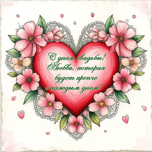 Открытка с днем свадьбы
