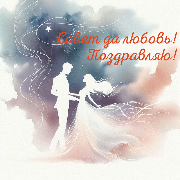 Открытка с поздравлением со свадьбой
