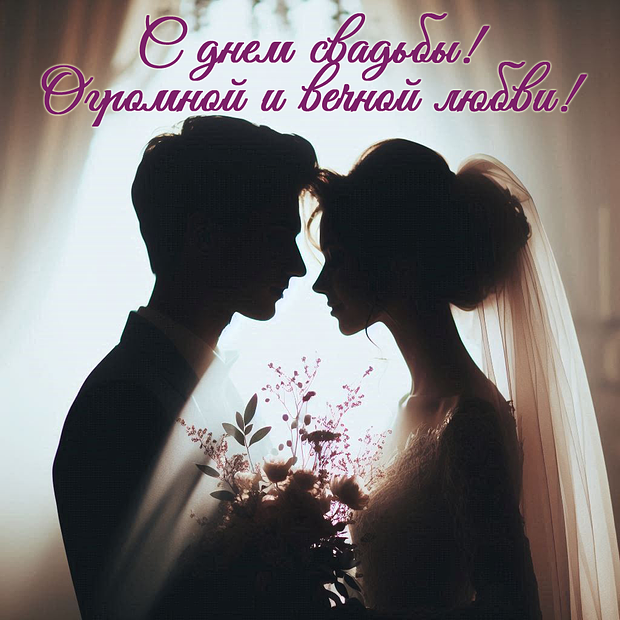 Красивая открытка с днем свадьбы
