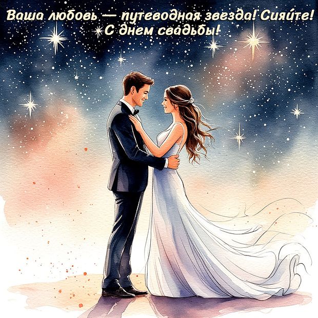 Открытка с поздравлением со свадьбой