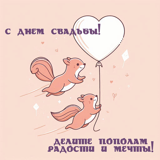 Открытка с поздравлением на свадьбу

