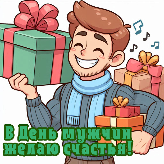 Картинка с душевным поздравлением на День мужчин
