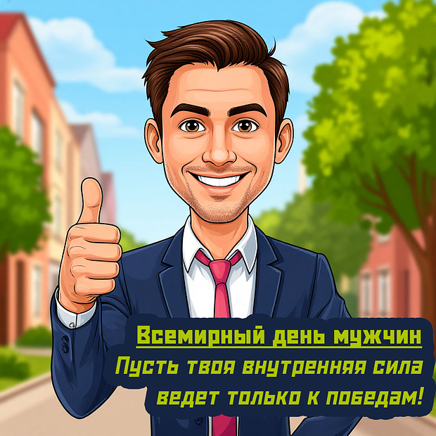 Картинка с душевным поздравлением на День мужчин
