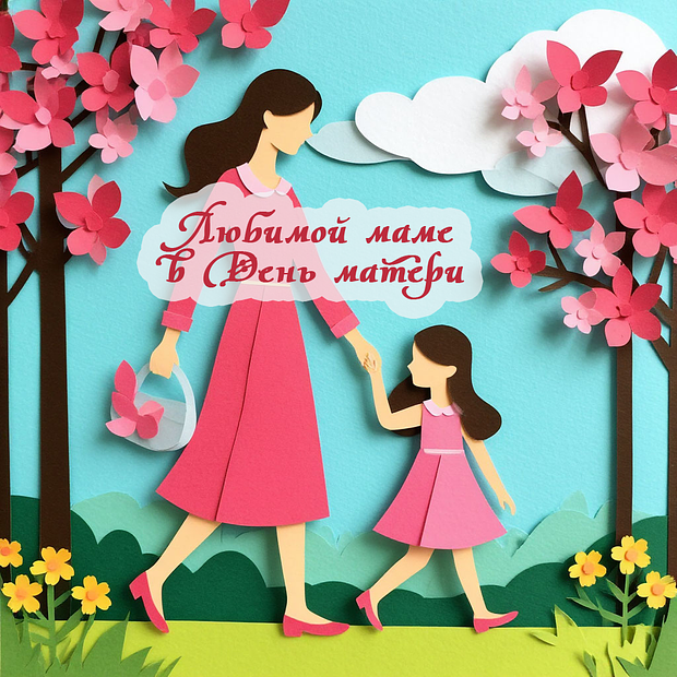 Оригинальная открытка ко Дню матери
