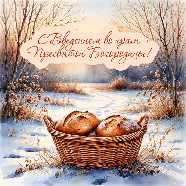 Картинка с поздравлением на Введение во храм Пресвятой Богородицы