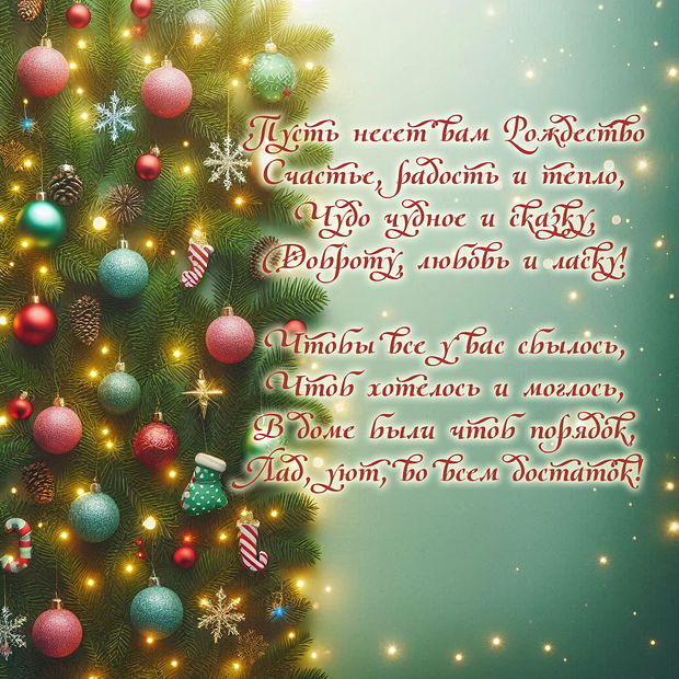 Открытка со стихами на католическое Рождество

