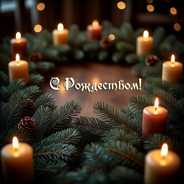 Красивая открытка с Рождеством католическим
