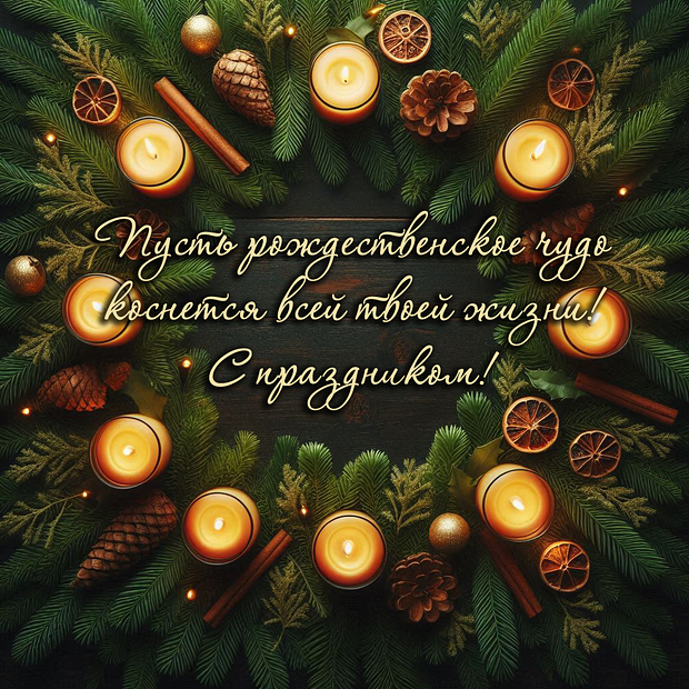 Открытка на католическое Рождество с теплыми словами
