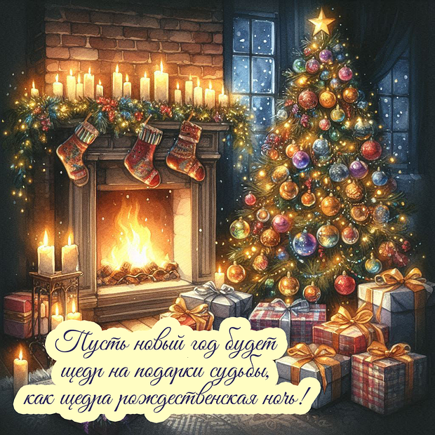 Открытка с поздравлением на католическое Рождество
